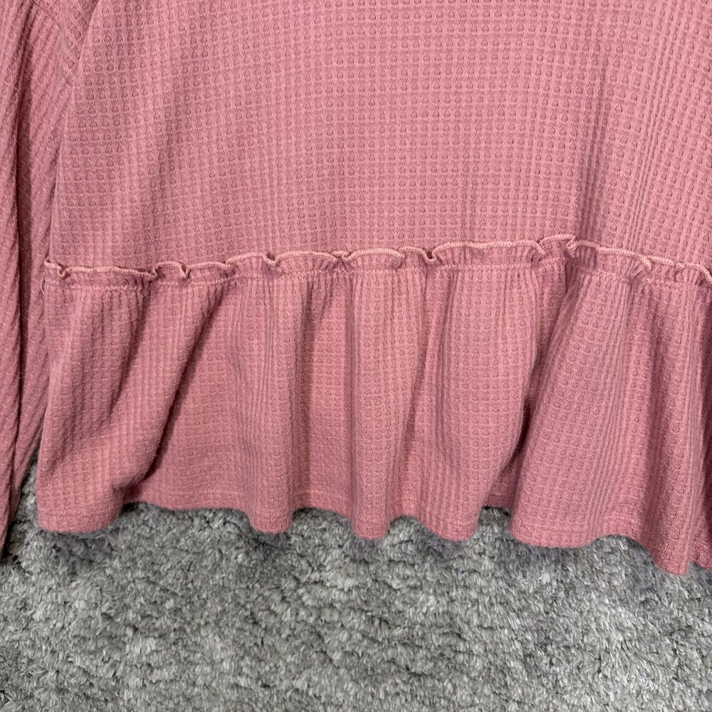 Sadie & Sage Women’s Waffle Knit Boxy Peplum Blouse Top Medium Pink - Picture 12 of 14